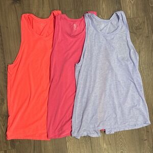 GapFit Breathe Open Back Tank Tops Lot of 3 Pink Coral Purple Womens Small